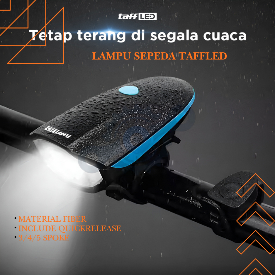 Taffled Lampu Sepeda LED Dengan Klakson Taffled 3 Mode Pencahayaan
