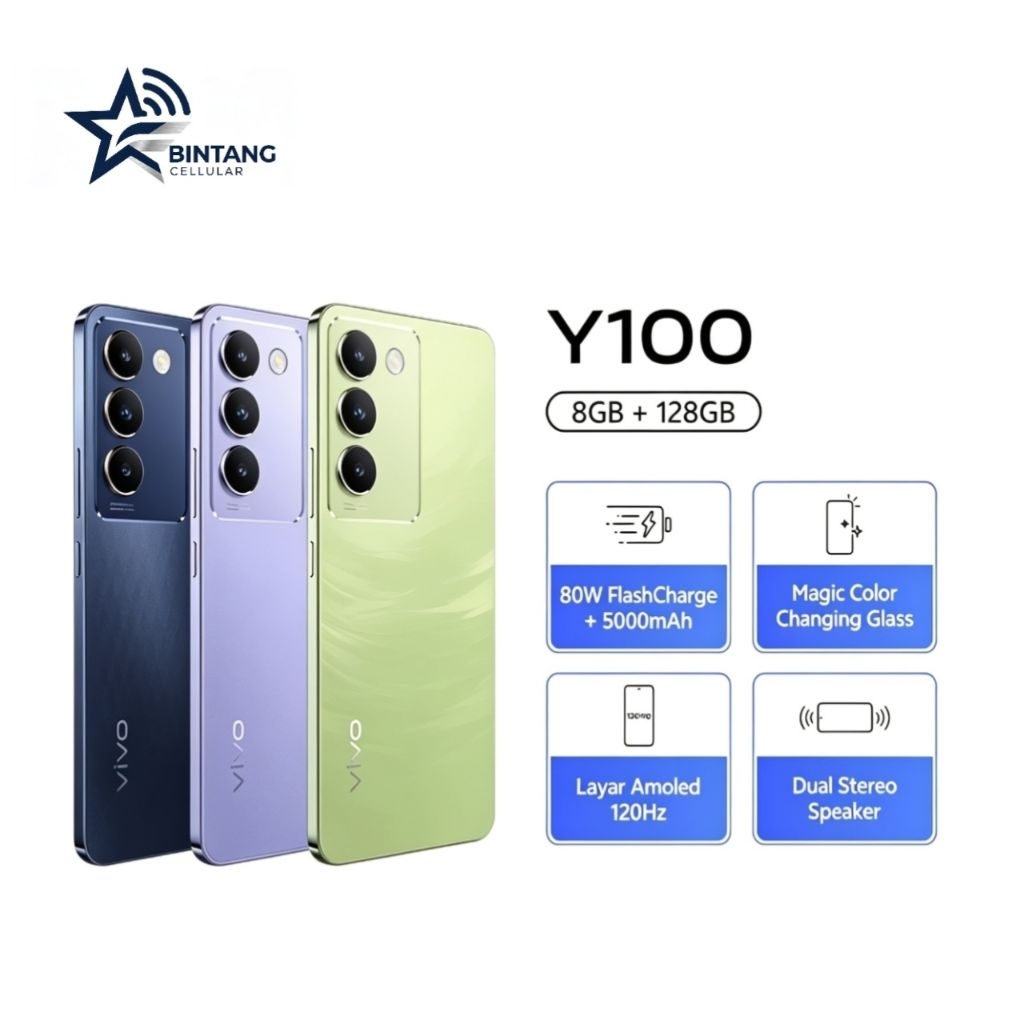 HP VIVO Y100 4G 8/128 GB - VIVO Y100 4G RAM 8GB ROM 128GB GARANSI RESMI