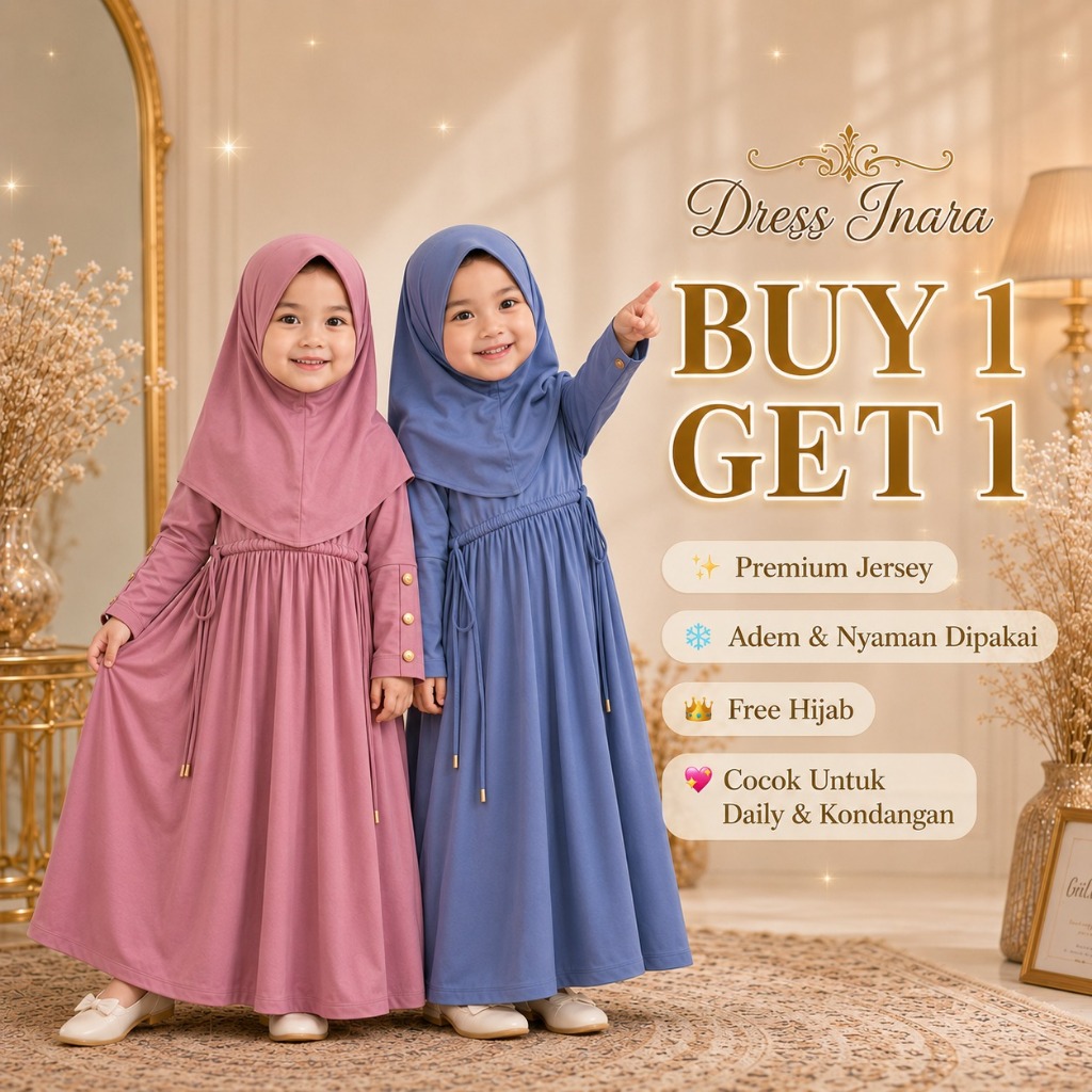 Zoto Kids Inara Buy 1 Get 1 - Abaya Anak Perempuan Premium Modern | Abaya Anak Perempuan Kekinian Ad