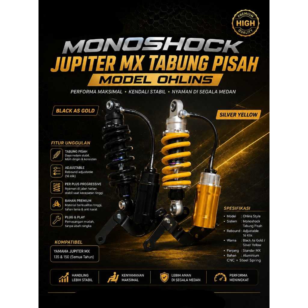 MONOSHOCK MODEL OHLINS JUPITER MX TABUNG PISAH ORIGINAL