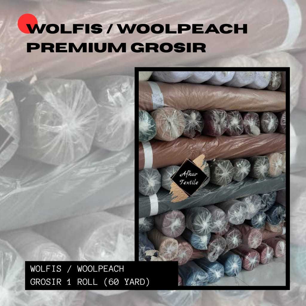 Kain Wolfis / Woolpeach / Isabella Peach Premium - ROLL GROSIR [Harga per 1 Roll isi 60 Yard]