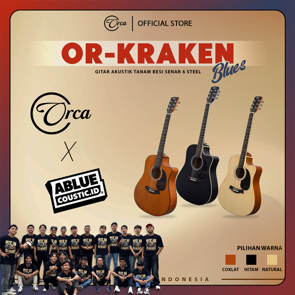 ORCA Gitar Akustik Tanam Besi ( OR - KRAKEN Blues ) Senar 6 Steel