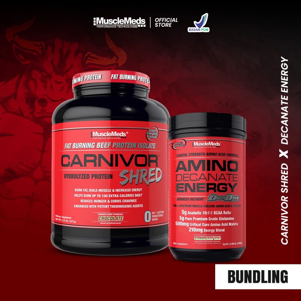 BUNDLING HEMAT | MUSCLEMEDS Carnivor Shred 4.35 lbs x Amino Decanate Energy 30 Servings Official Sto