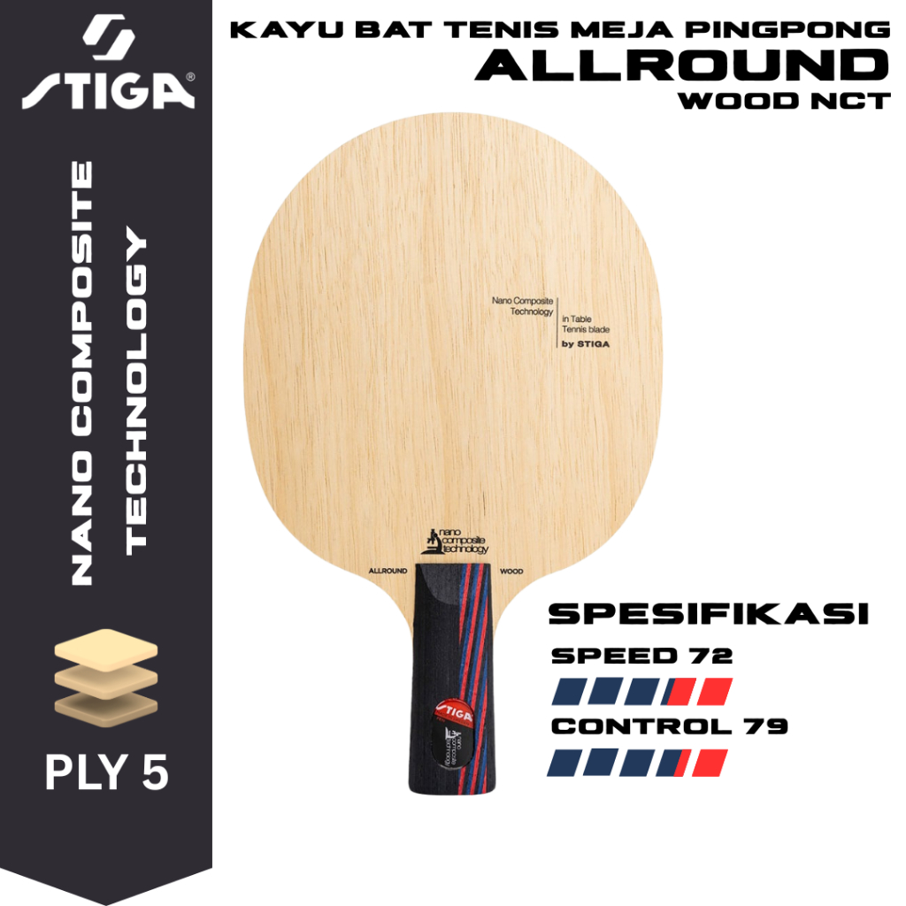 Kayu Bat Tenis Meja Pingpong Stiga Allround Wood NCT Original - PENHOLDER