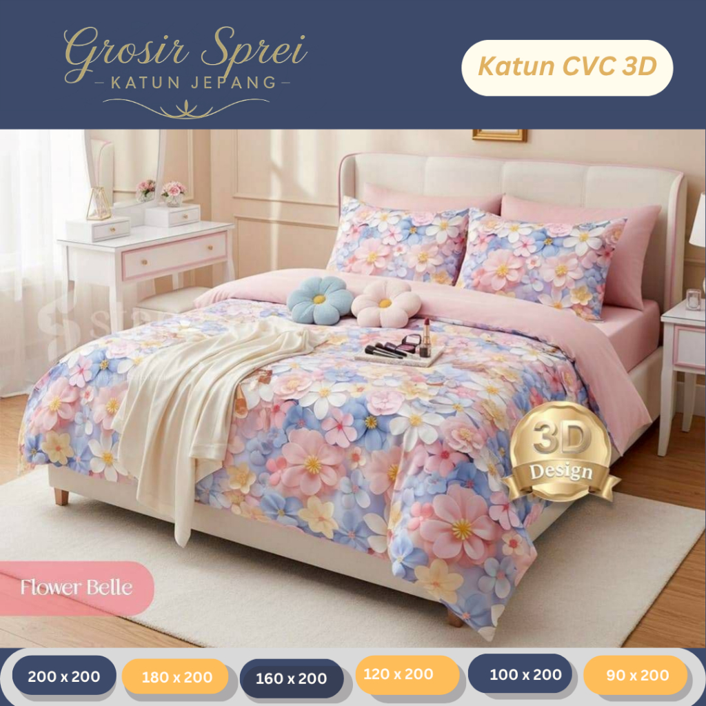 GROSIRSPREIKJ - Sprei Katun Lokal CVC Star 3D Sprei Murah Berkualitas Sprei 200x200 Sprei 180x200 Sp