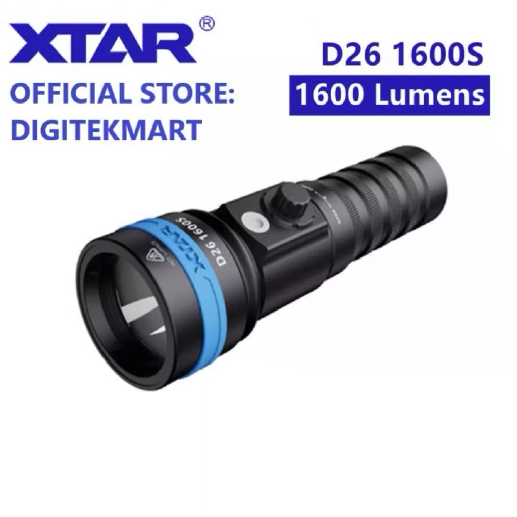 XTAR D26 1600S LUMENS, SENTER DIVING, HI BEAM 432M, FLASHLIGHT DIVING, SENTER SELAM