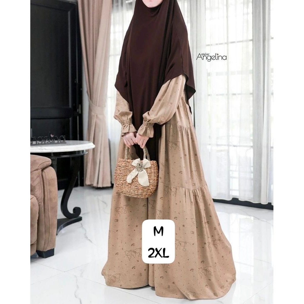 ATELIER ANGELINA - SHAFIYAH BAMBOO PRAYER SET CELINE LINEN LOOKS WARNA PISTACHIO SIZE S, PRELOVE BEL