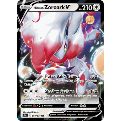 TCG Hisuian Zoroark V HOLO RR 061/071 KARTU CARD POKEMON INDONESIA