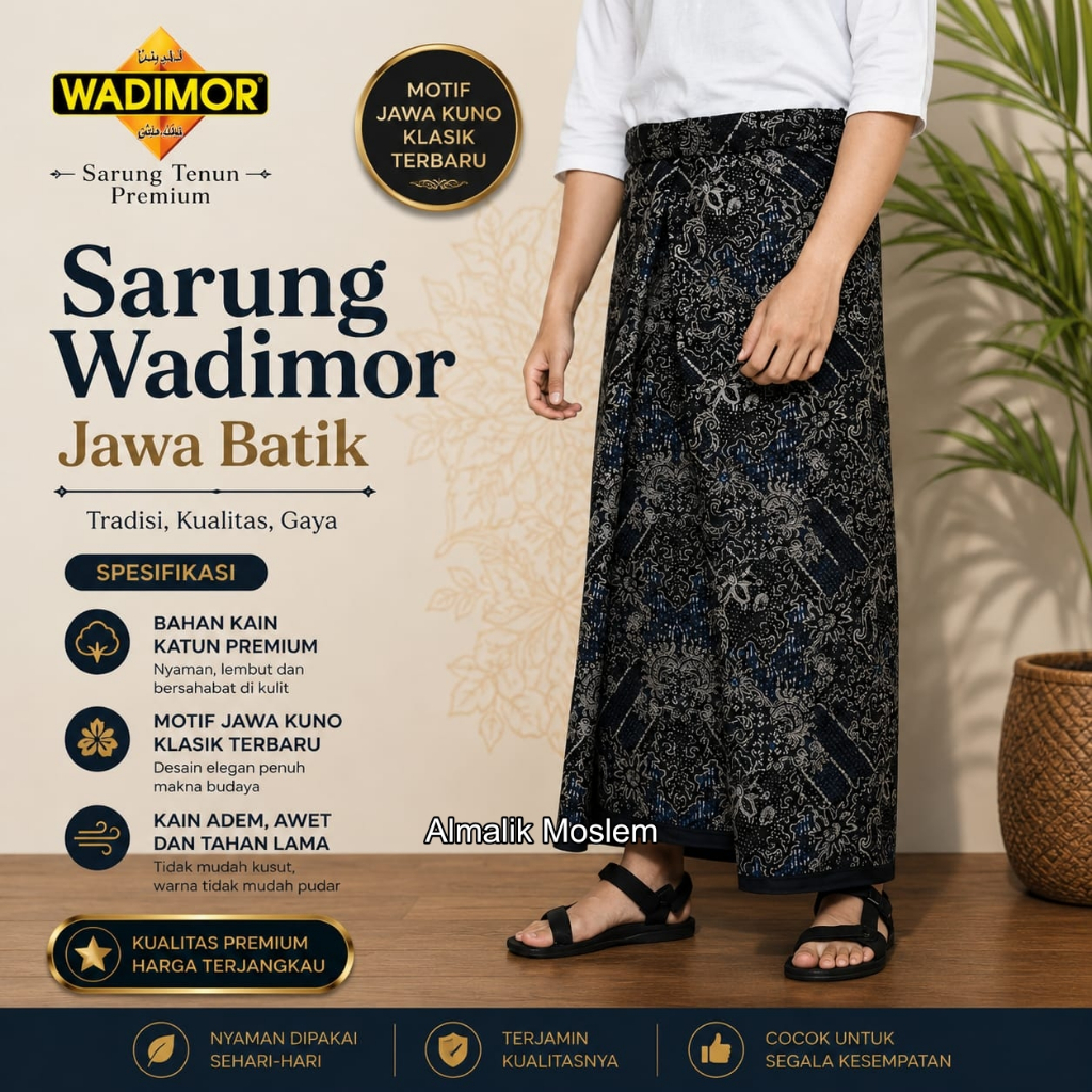 Sarung Wadimor Batik Jawa kain sarung katun lembut pria dewasa motif batik elegan