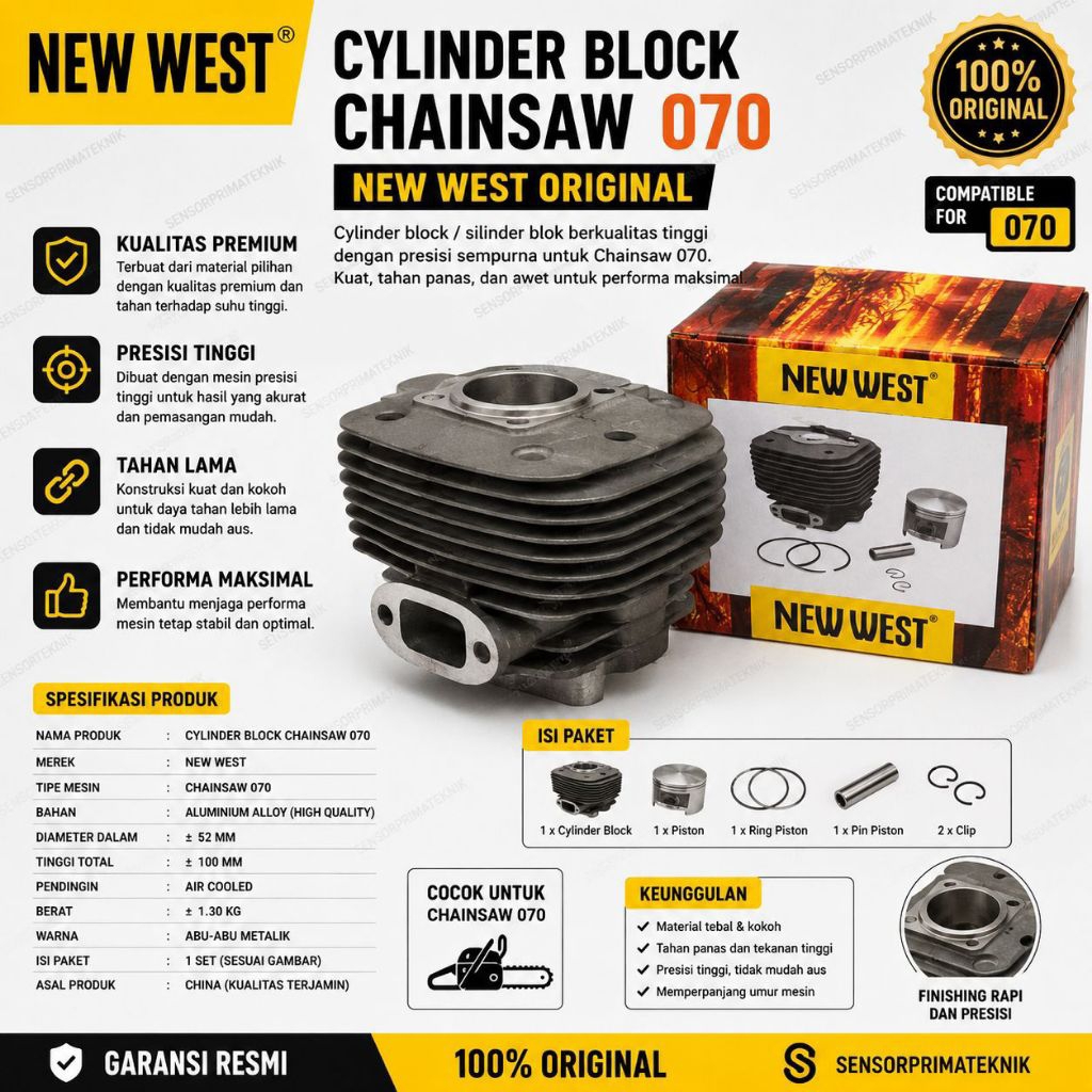 CYLINDER BLOK ASSY SENSCO 070 CHAINSAW BESAR NEW WEST ORIGINAL