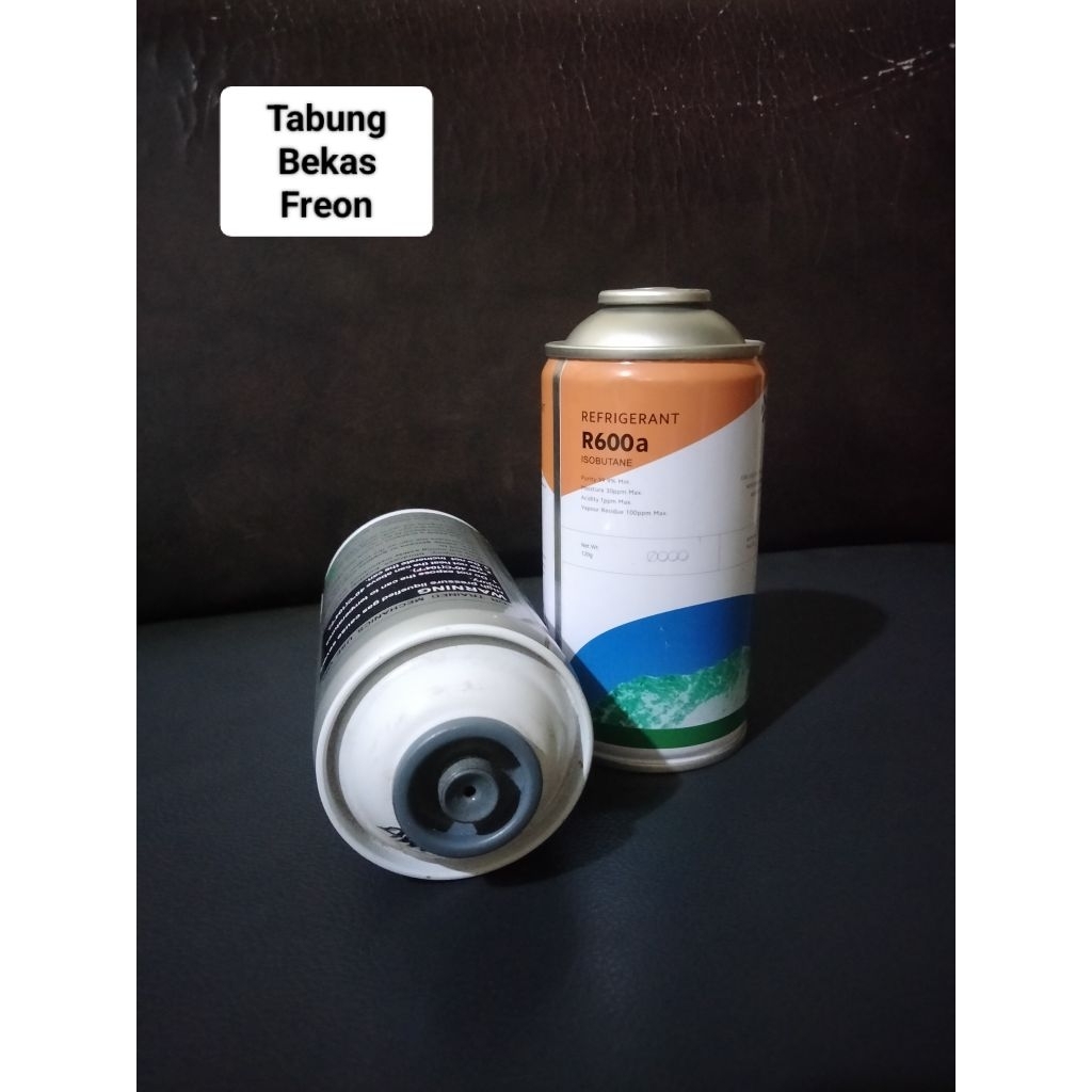 Tabung Kaleng Bekas Freon R600a / R134a Kosong Can Tap Valve 339 Isi Ulang Bahan Kerajinan DIY Dekor