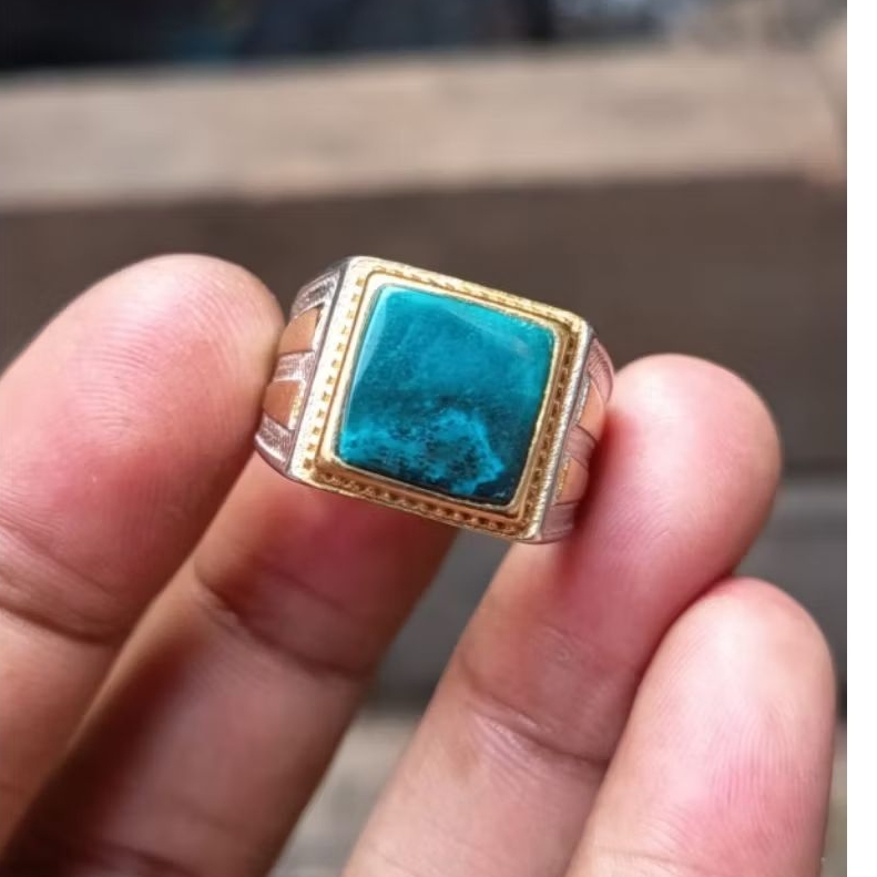 cincin batu akik bacan doko majiko bluis serat kura kotak natural sz 7