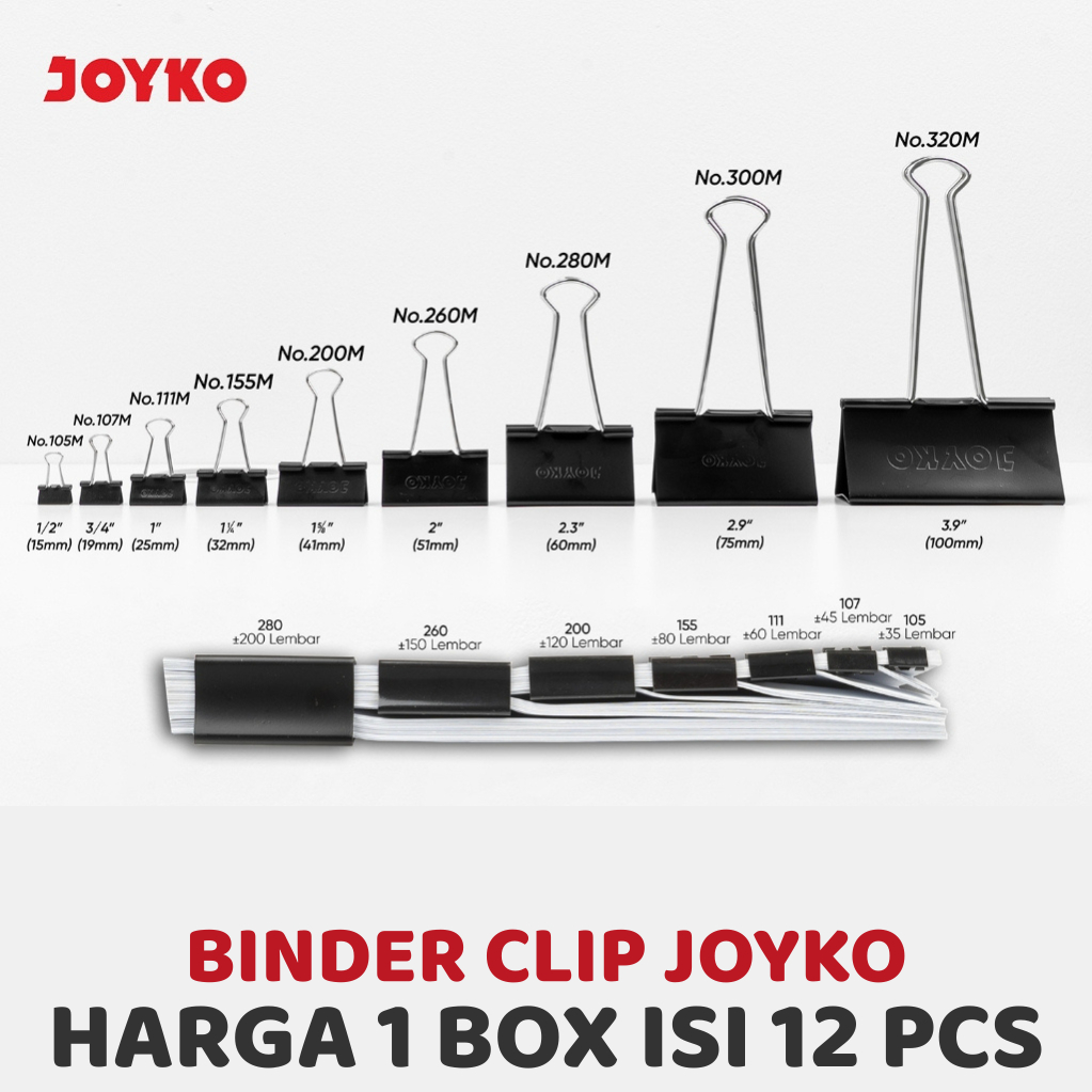 Binder Clips Joyko / Klip Penjepit Kertas Besar Sedang Kecil Joyko