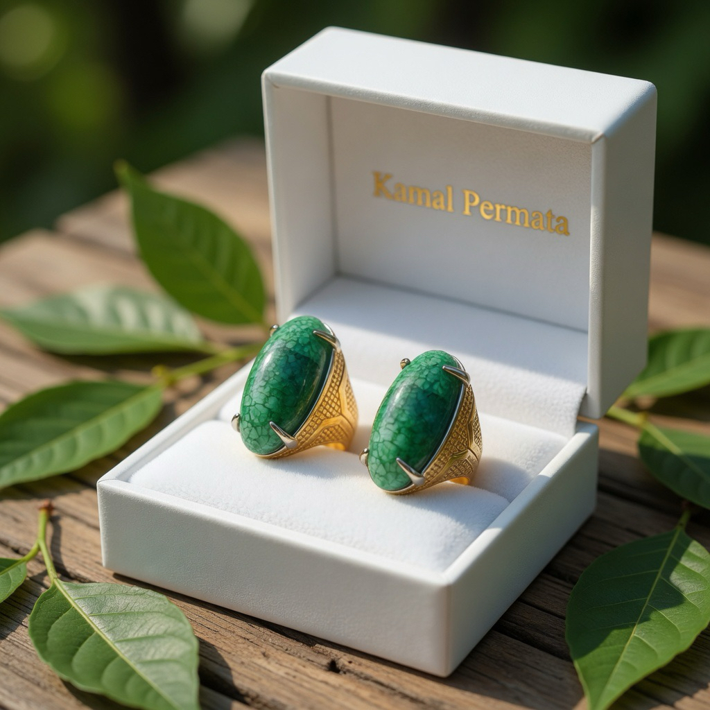 Cincin Batu Akik Pandan Serat Hijau Akar Model Pandan
