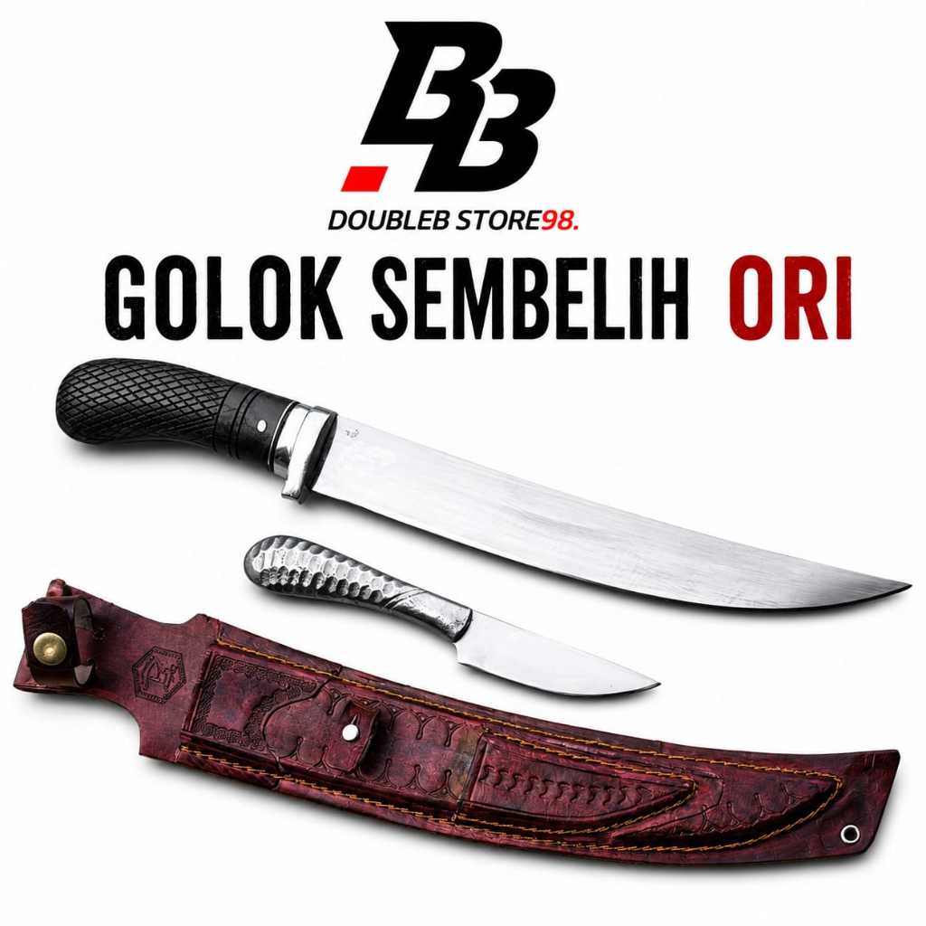 GOLOK SEMBELIH SET PREMIUM – BILAH BAJA PER + PISAU SESET