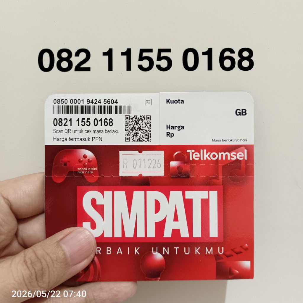 NOMOR CANTIK SIMPATI kartu perdana Telkomsel 11 digit 168