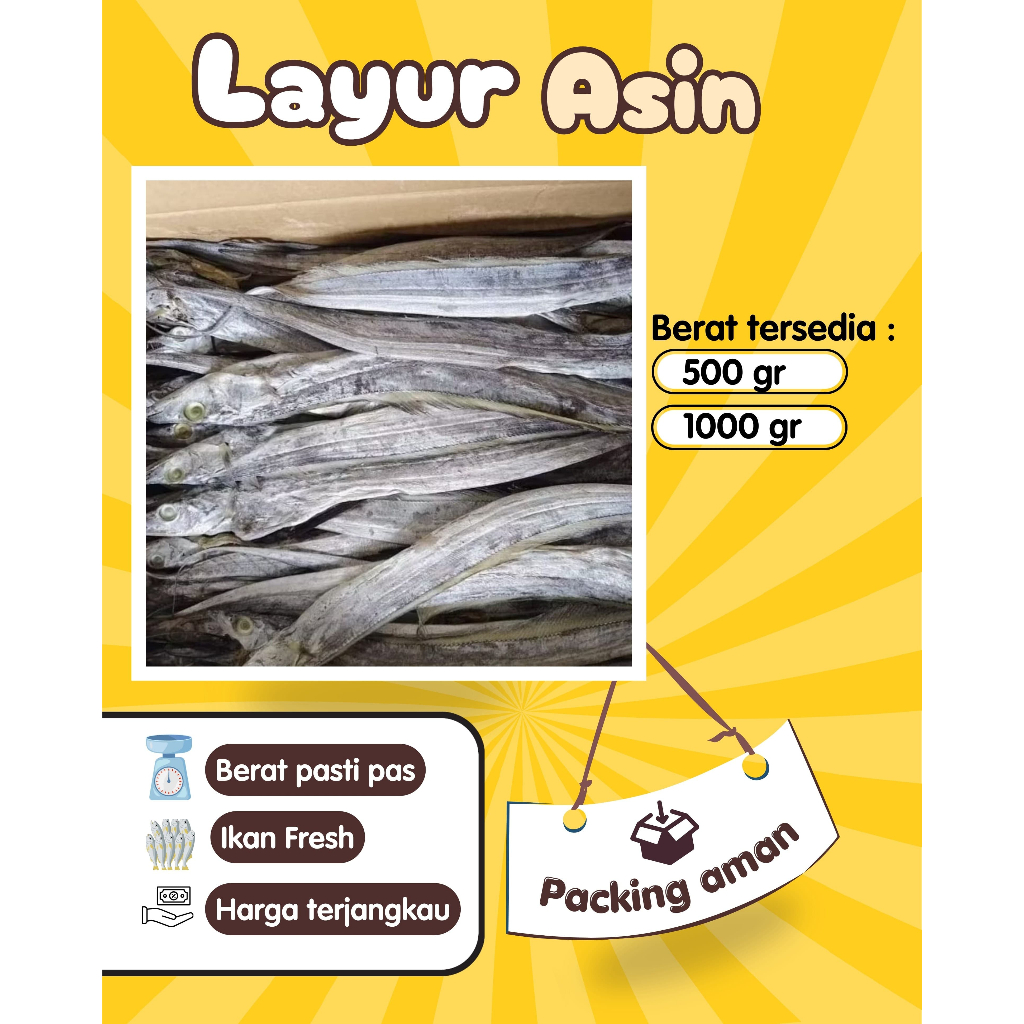 Ikan layur asin kering besar daging tebal 500gr 1kg siap goreng, gurih, hemat waktu
