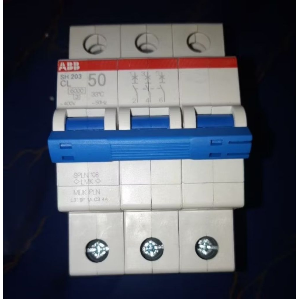 MCB ABB 3phse 203 original MCB PLN ABB 203 original 6a 10a 16a 20a 25a 35a 50a
