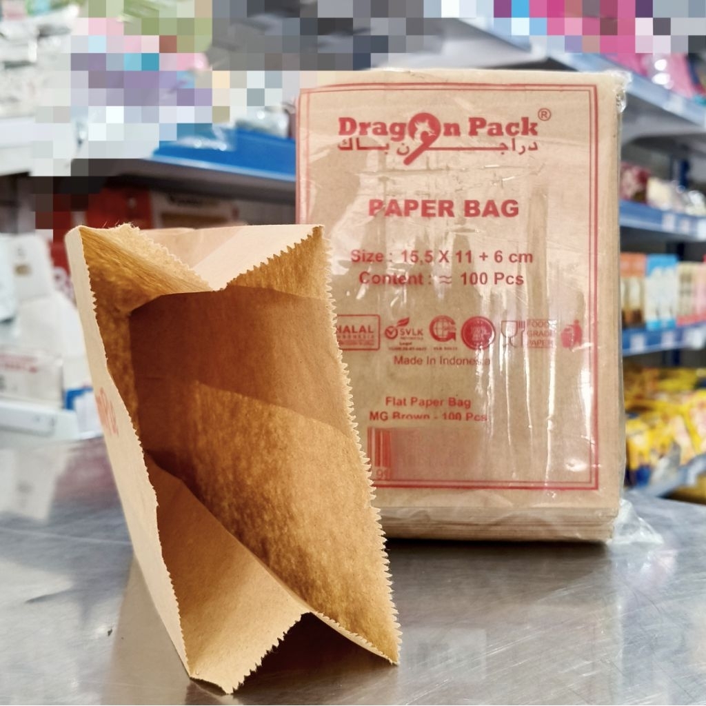 100pcs Paper Bag 15,5 x 11 x 6cm/Kertas Kantong Ayam Kentucky/Kertas Pembungkus Makanan/Kertas Pembu