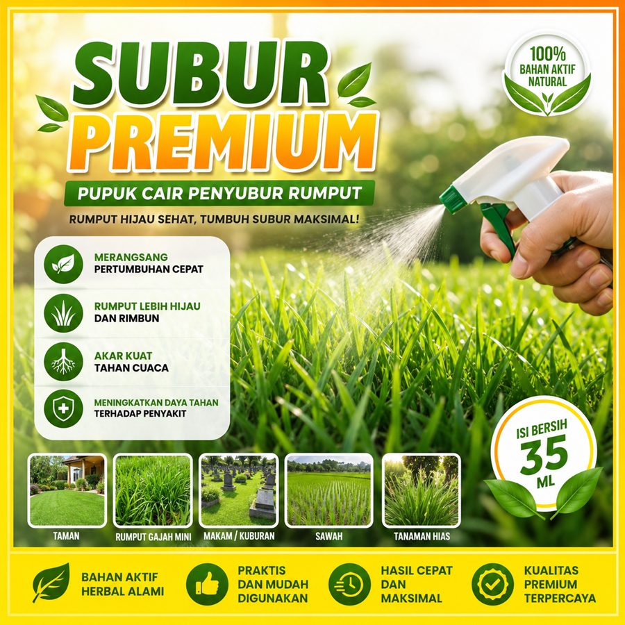 PUPUK PENYUBUR RUMPUT 35 ML SUBUR Cairan Obat Semprot Perangsang Vitamin Booster Rumput Gajah Mini J