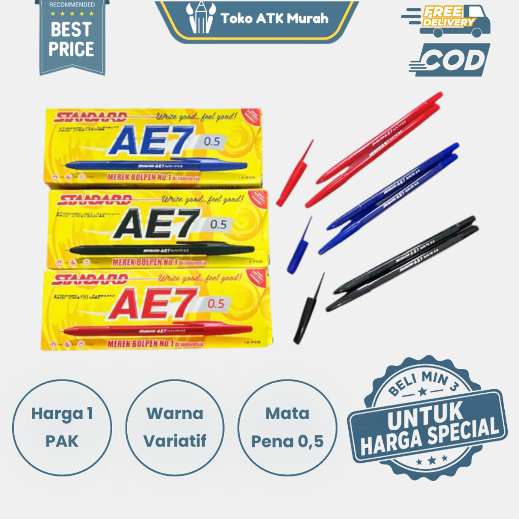 Ballpoint / Pulpen Standard AE7 1 Pack / 12 pcs