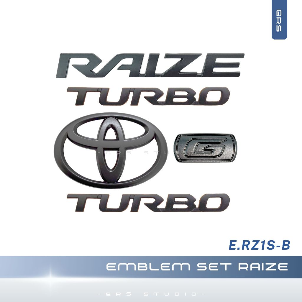 MM 1 Set Emblem Raize Turbo Toyota / Emblem Raize Turbo Hitam Doff / Emblem Toyota Raize Turbo