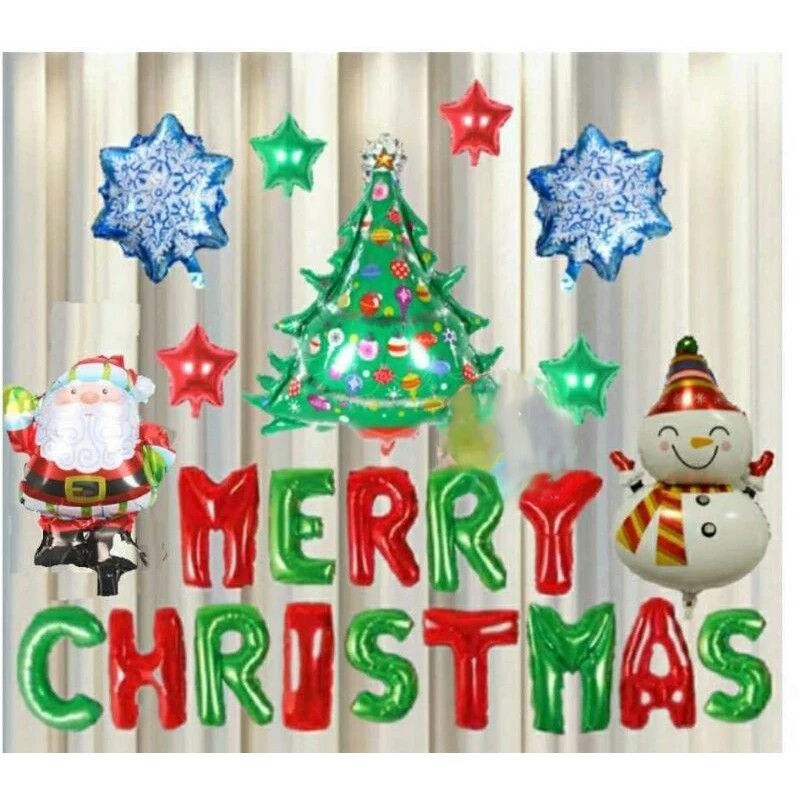 Paket Dekorasi Set Balon Natal/Dekorasi Santa Claus / Dekorasi Natal / Balon Santa / Balon Natal