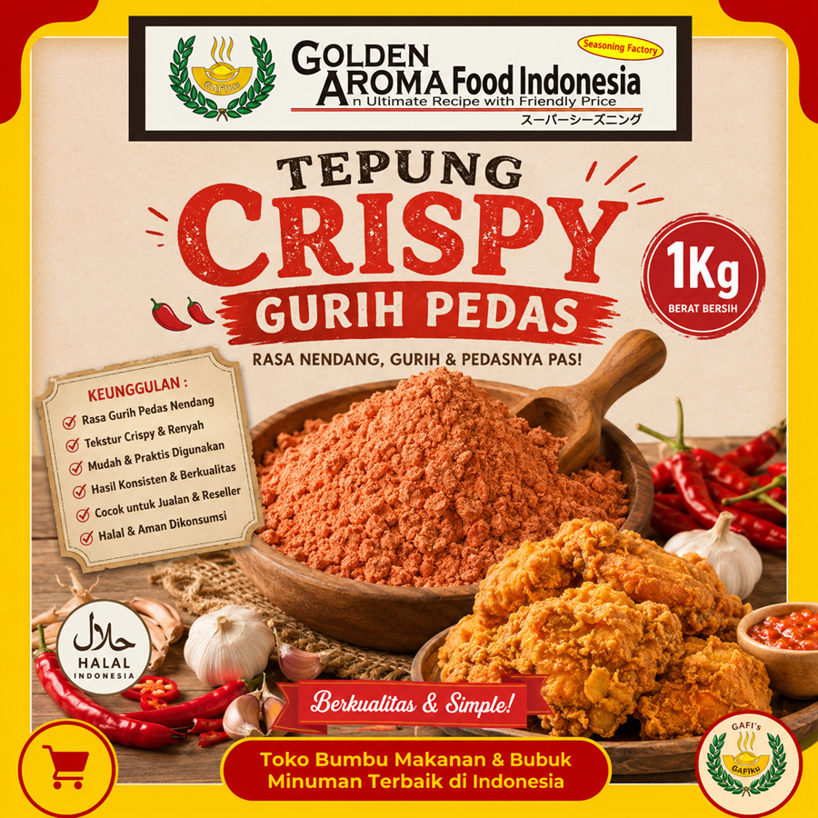 GAFI Food Tepung Crispy Gurih Pedas 1 Kg Enak Gurih Murah Tepung Crispy Ayam Goreng Terbaik 1Kg Hala