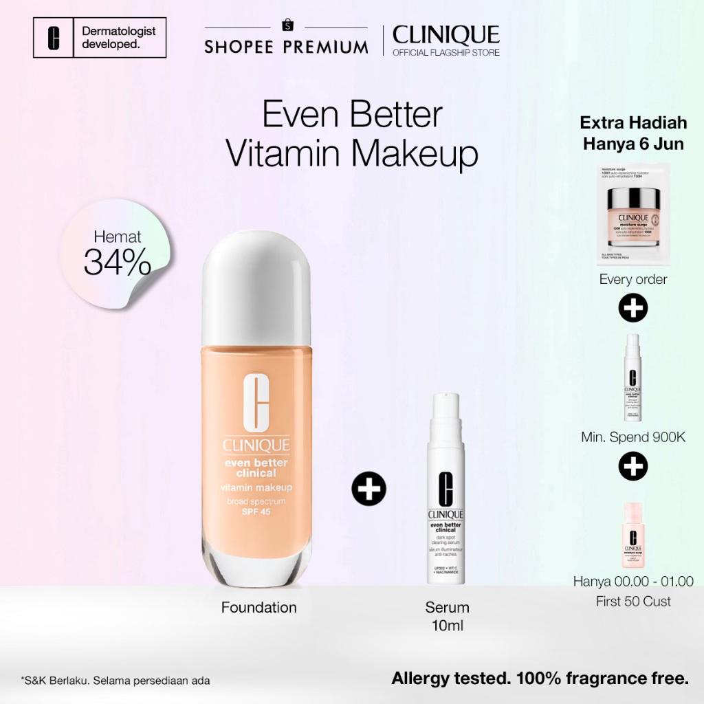 Clinique Official Even Better Clinical Vitamin Makeup SPF 50 | Tinted Sunscreen, Skin Tint, Sunscree