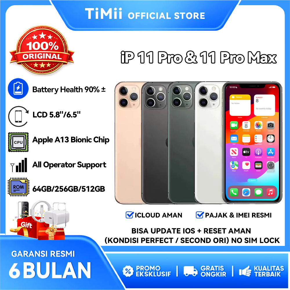 iPhone 11 Pro Max 100% Second Bekas Original iP 11 Pro / 11 Pro Max 64GB 256GB Good Conditions Fulls