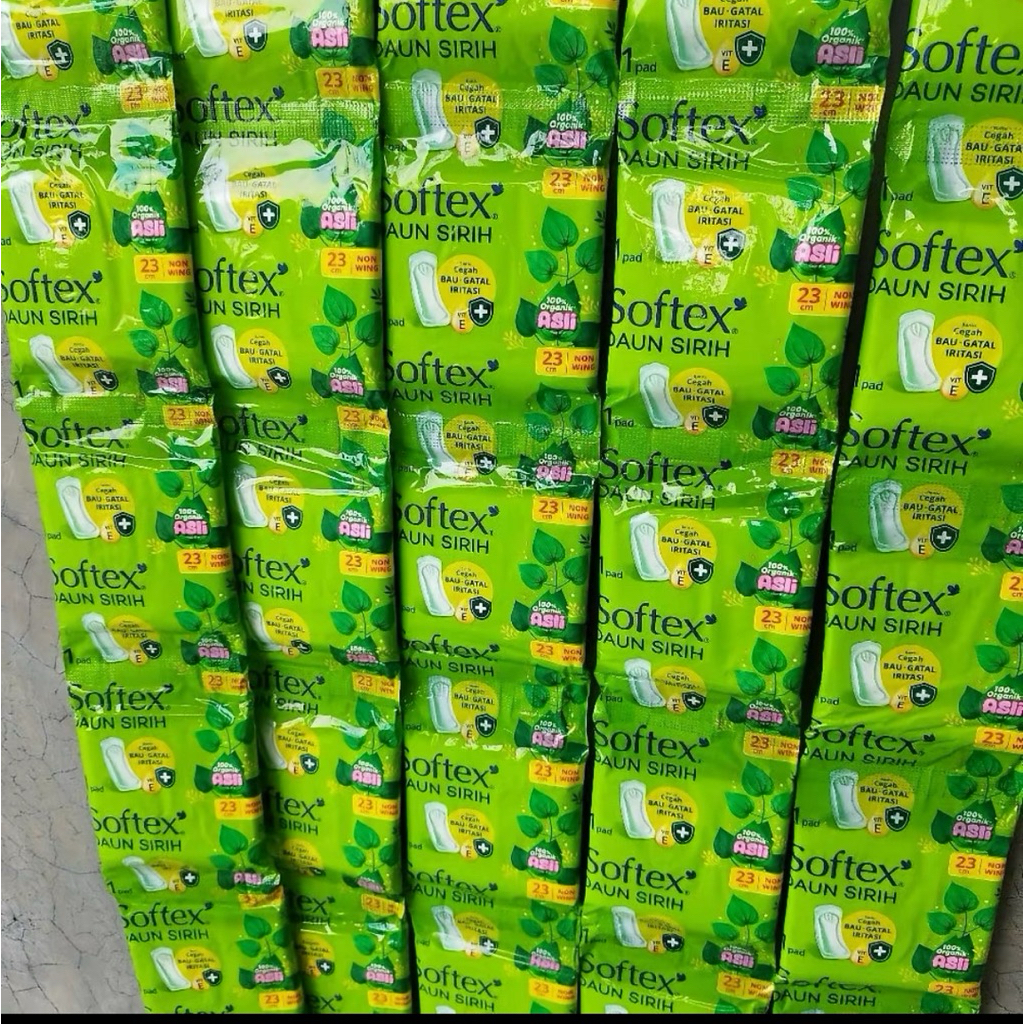 10 pcs (1 renteng) softex daun sirih wing dan non wing  pembalut wanita antiseptik sachet isi 1