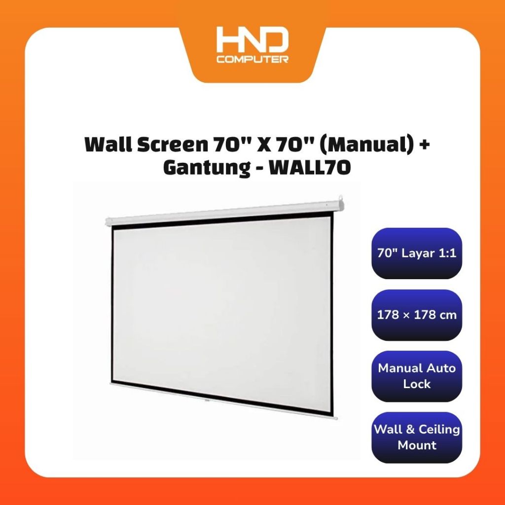 Screen Projector Motorized Layar Proyektor 70 Inch