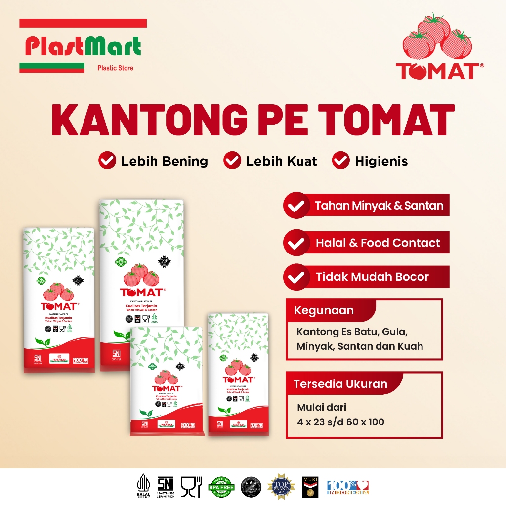 Plastik PE Tomat Ukuran 10 x 25 cm
