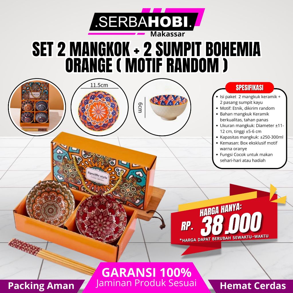 SERBA HOBI bohemian style ceramic bowl gift box set / hampers mangkok bohemia / BOHEMIA2SET