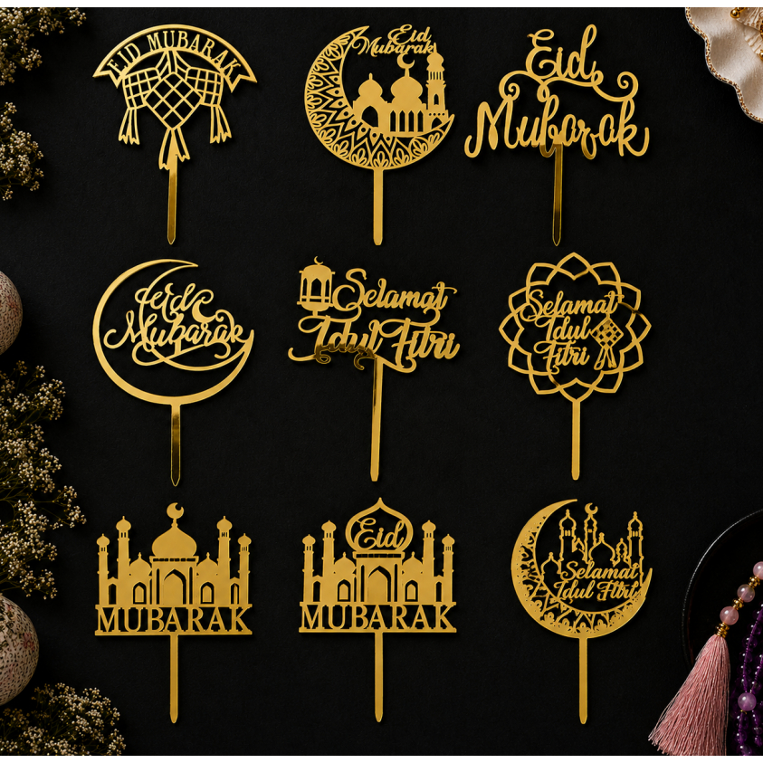 Topper Akrilik Idul Fitri Topper Cake Acrylic Lebaran Topper Pudding Lebaran Topper Hampers Idul Fit
