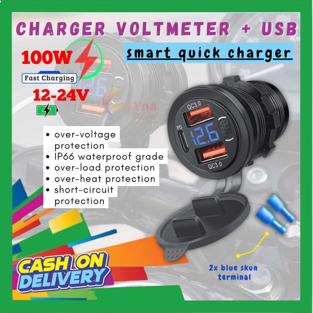 [COD] CHARGER HP FAST CHARGING  USB 2 IN 1 casan UNIVERSAL Motor mobil Nmax Xmax