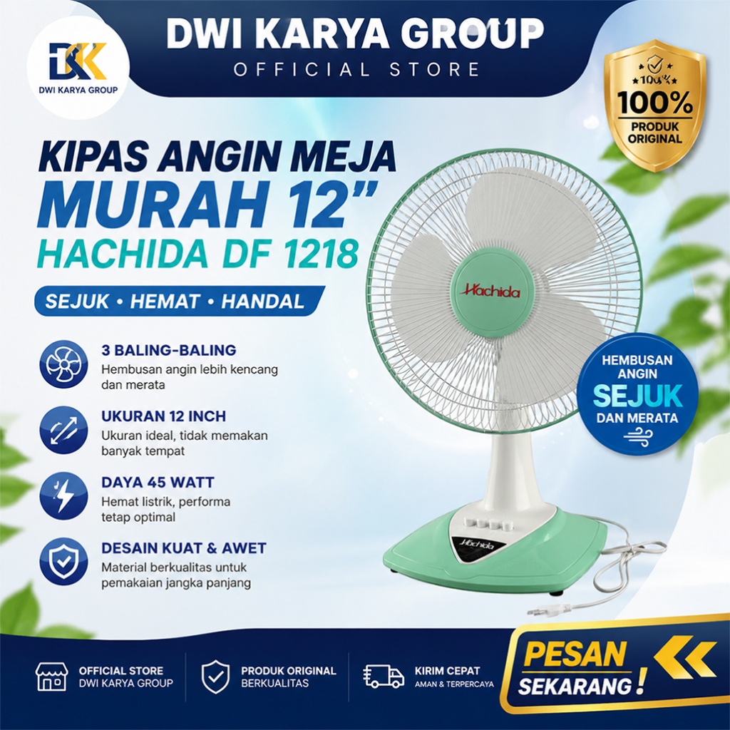 Kipas Angin Meja Murah 12 HACHIDA DF 1218 / Kipas Angin Hachida