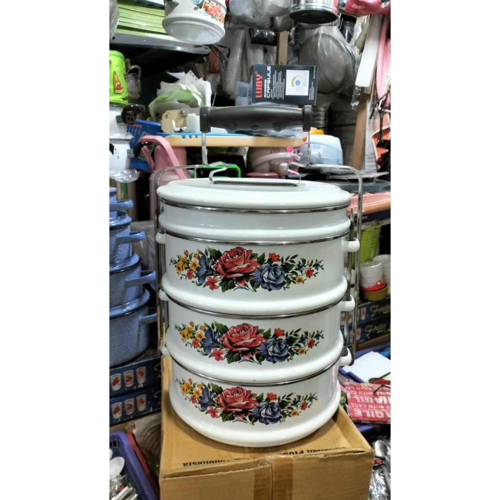 Rantang Enamel / Rantang jadul jumbo UK 24 susun 3,5 Maspion ORI