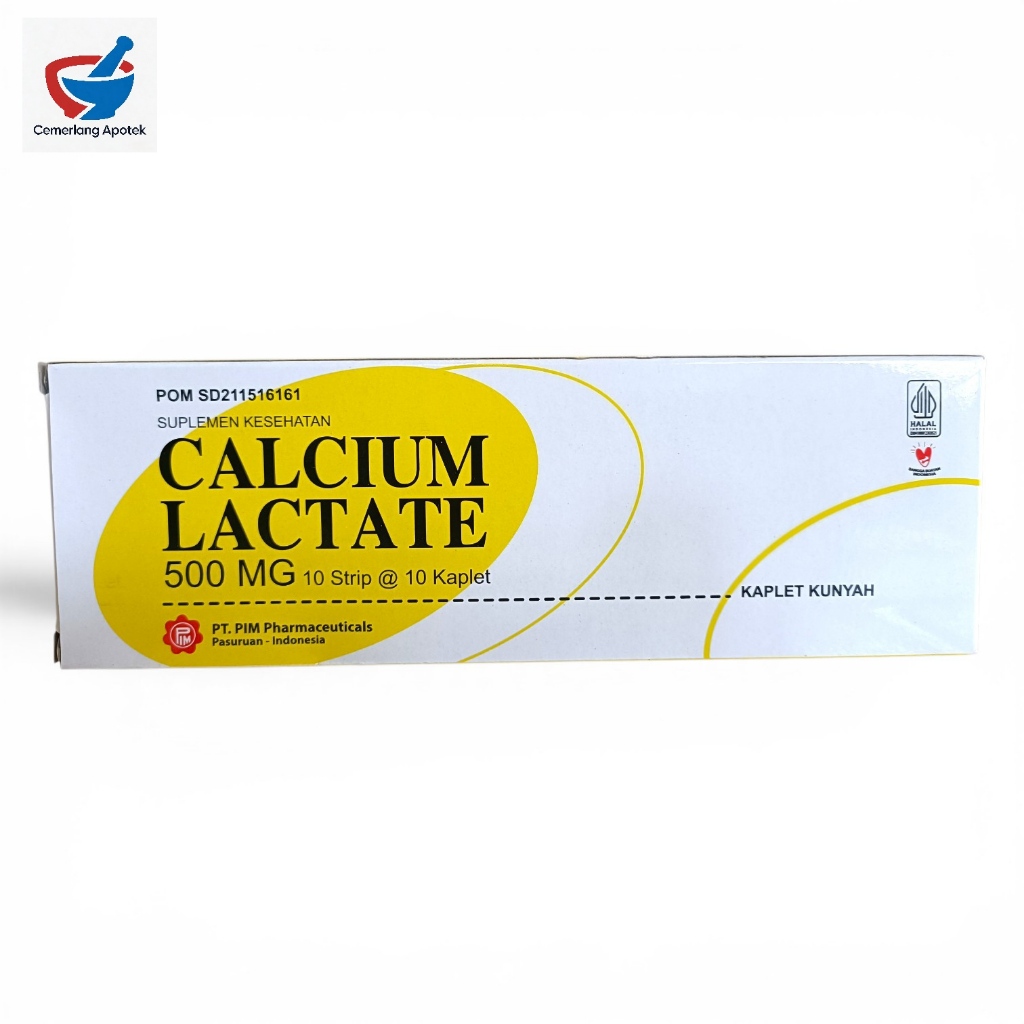Calcium Lactate 500 mg (1 Strip @ 10 Kaplet) Untuk Ibu Hamil dan Menyusui/  Kalsium