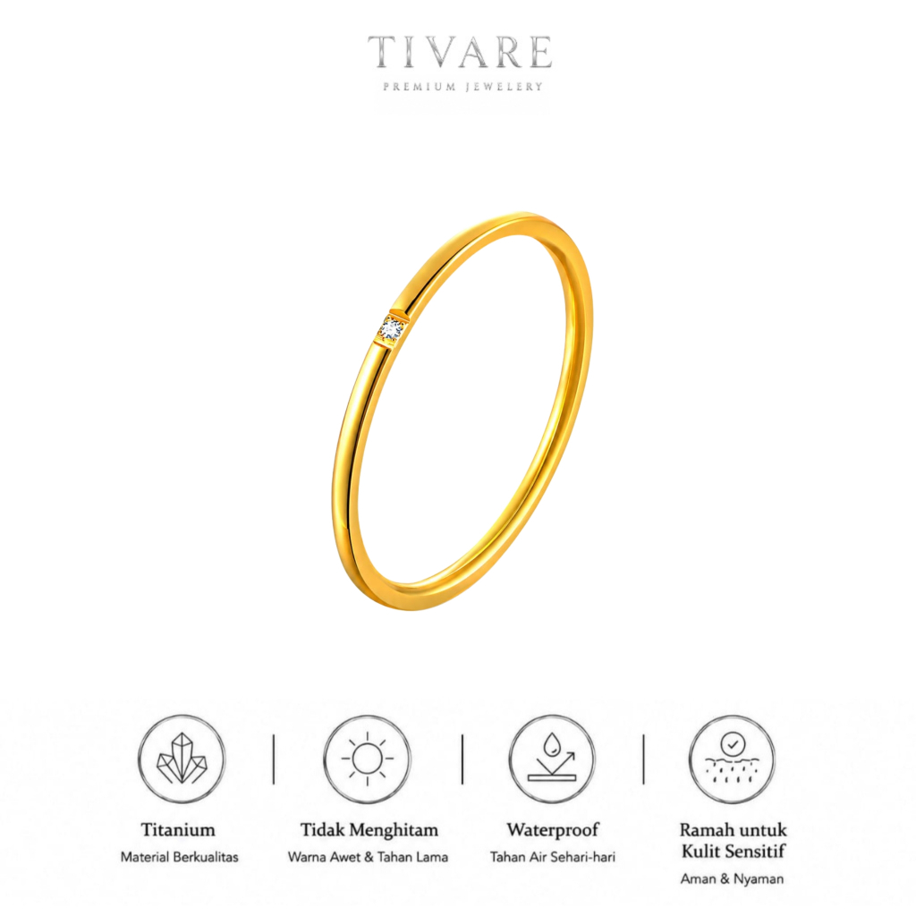 Unity Ring Perhiasan Cincin Mata Satu Simple Polos Titanium Cincin Permata Stainless Steel