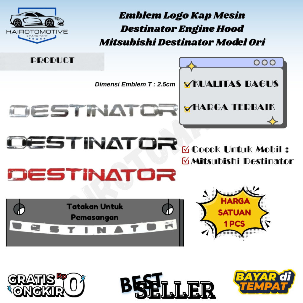 Emblem Logo Kap Mesin Destinator Engine Hood Mitsubishi Destinator Model Ori