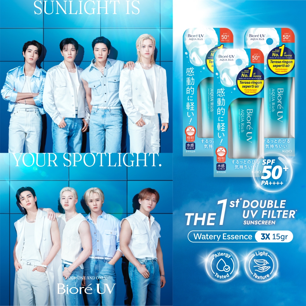 Biore UV Aqua Rich Sunscreen Waterproof Watery Essence 15GR Triplepack