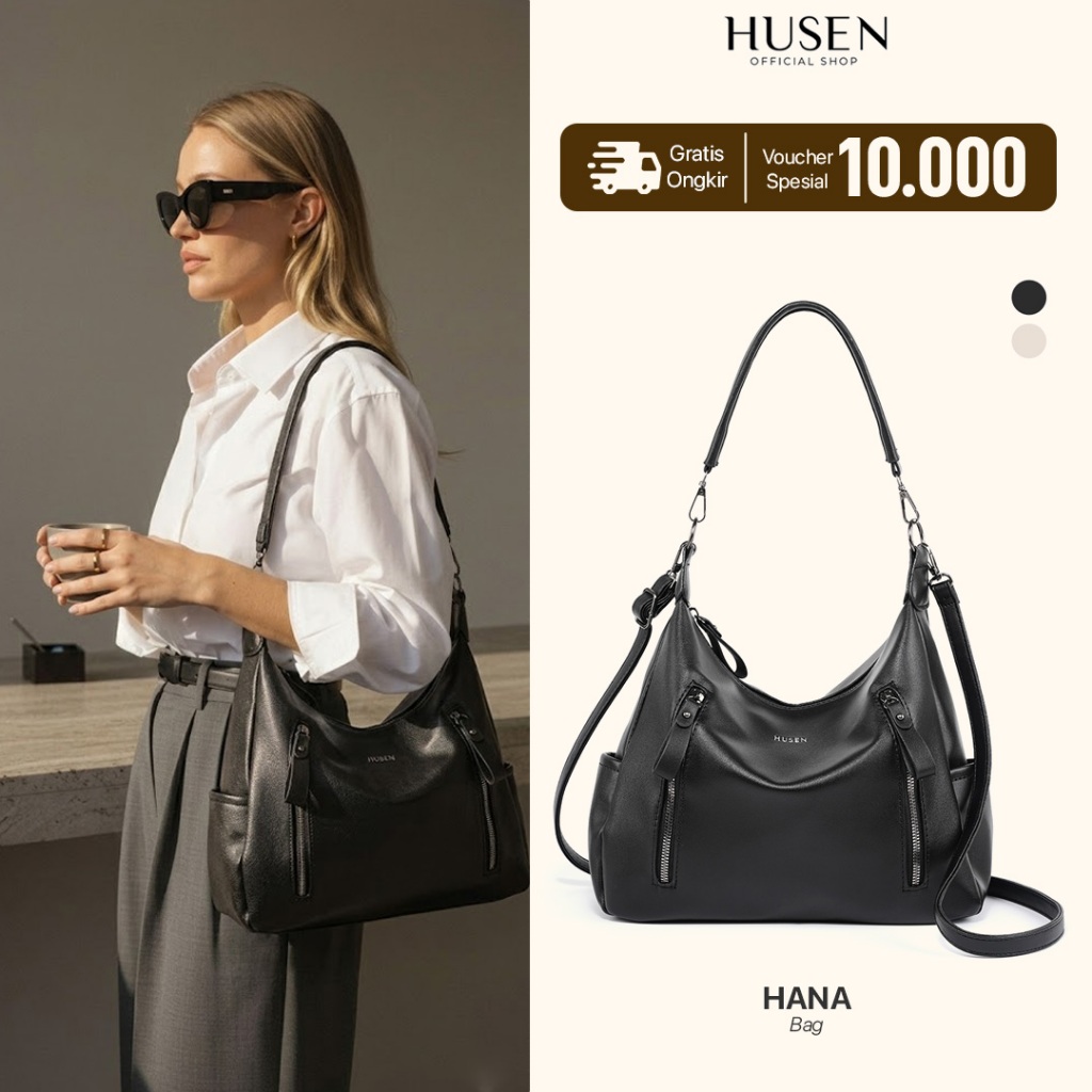 [TERBARU] HUSEN Tas Wanita Hana Totebag Tas Kuliah Shoulder Bag Resleting Tas Kerja Kekinian