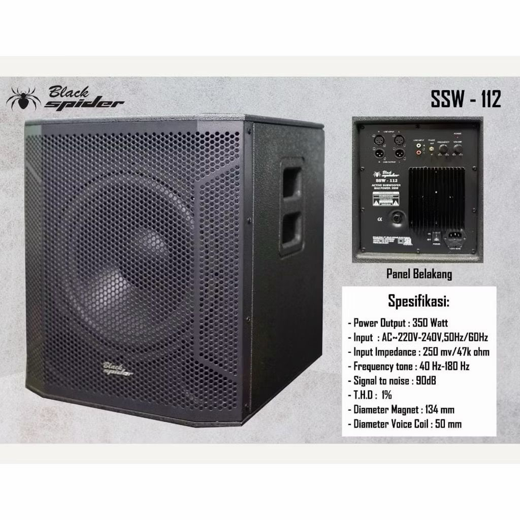 Subwoofer Aktif Blackspider 12 inch Ssw112 aktive black spider ssw 112