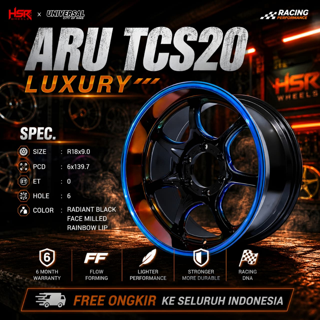 HSR ARU TCS20 Ring 18 Velg Mobil Celong Cocok Untuk Pajero, Fortuner, Triton,GWM Tank, Ranger dll R1