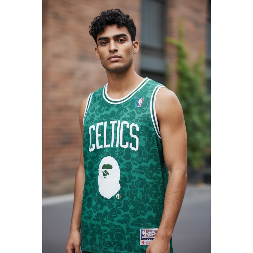 JERSEY BASKET PREMIUM IMPORT BAPE x CELTICS 33 LARRY BIRD HIJAU