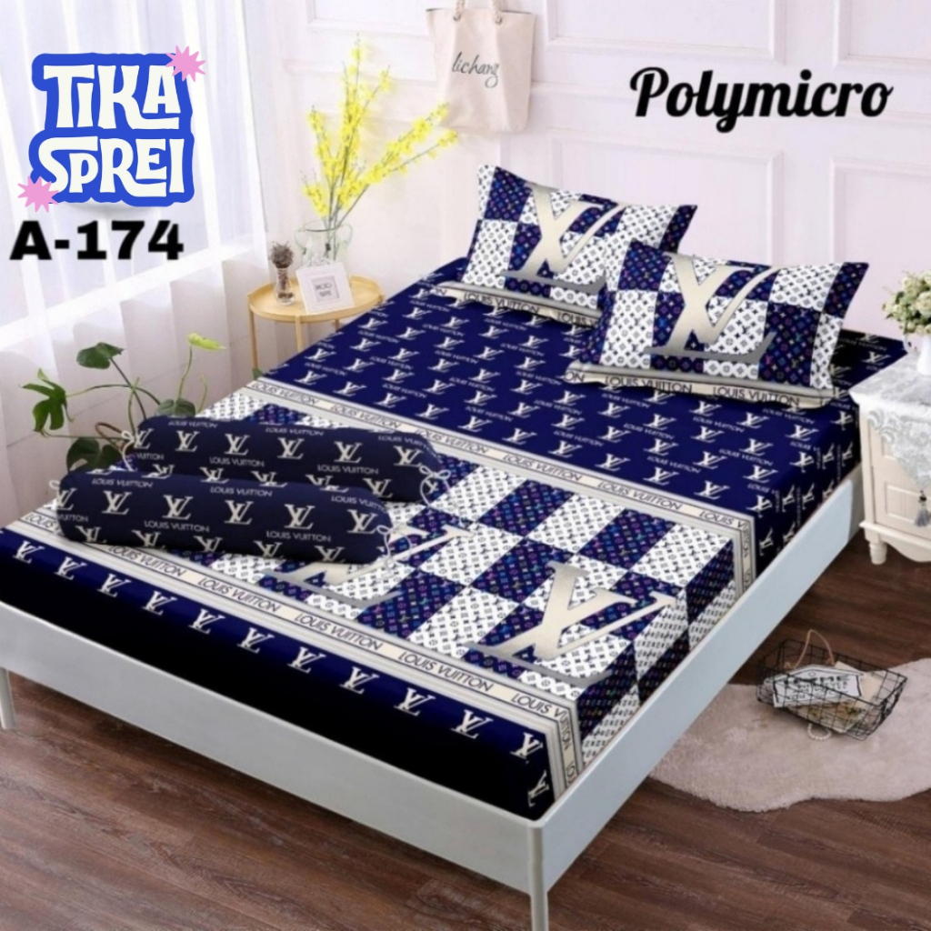 Sprei Homemade Motif LV Dan Gucci Polimicro Katun Disperse 120x200 160x200 180x200