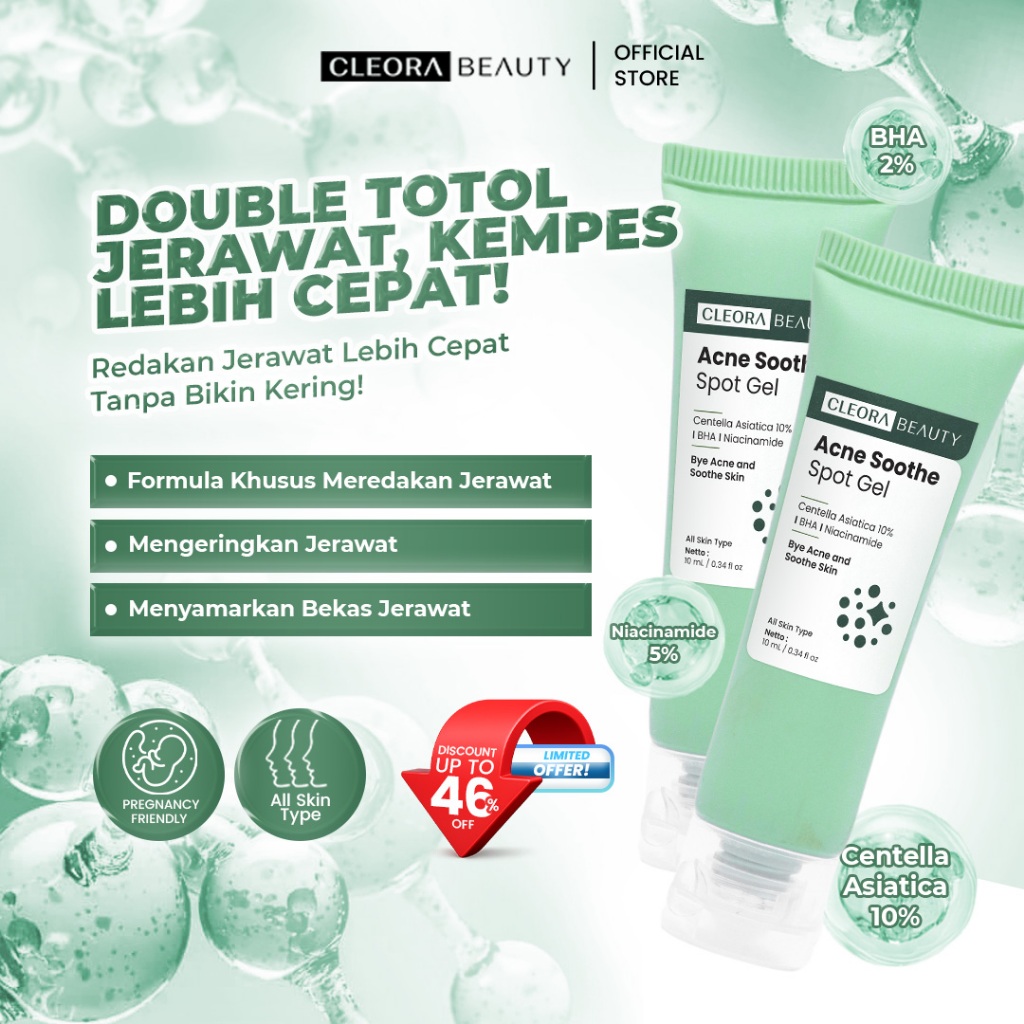 [ISI 2PCS] Cleora Beauty - Acne Soothe Spot Gel Special Bundle 2pcs | Obat Totol Jerawat Acne Totol 