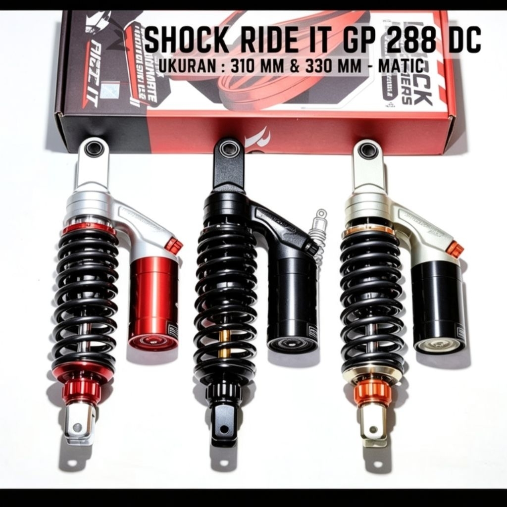Shockbreker SHOCK Ride it GP 288 Tabung Atas Mio beat Scpoy , Vario 125, 150 .GP 288 DOUBLE KLIK ,GP