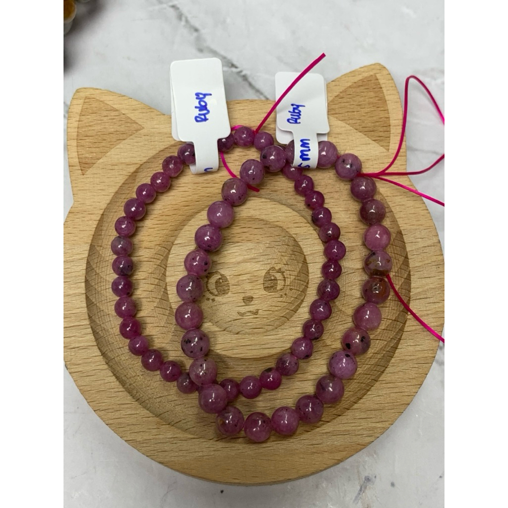 Natural Pink Ruby Bracelet/ Gelang Ruby Natural Kristal Batu Alam